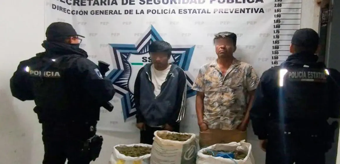 Detiene SSP a dos hombres en posesión de 36 kilos de marihuana