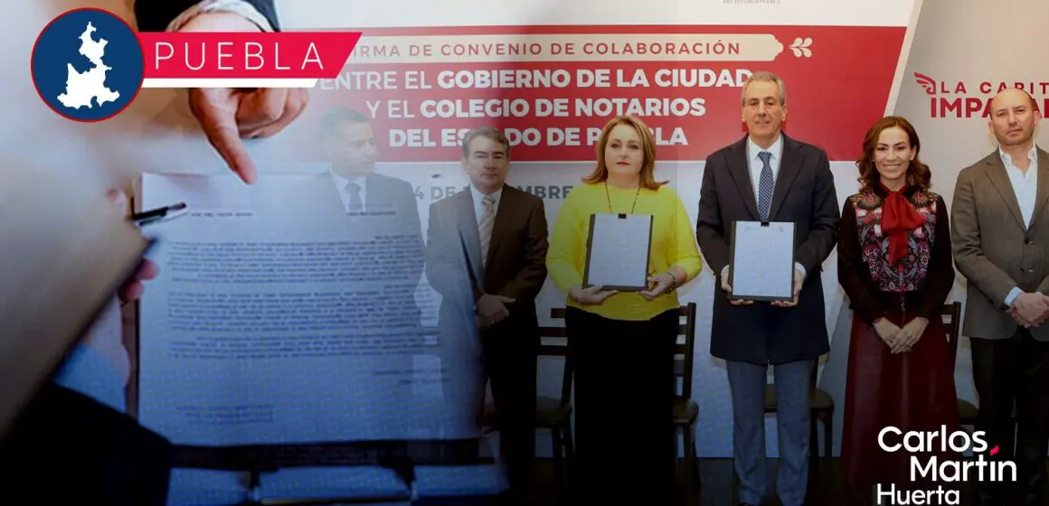 Notarios brindarán asesoría jurídica gratuita en Puebla; firman convenio de colaboración