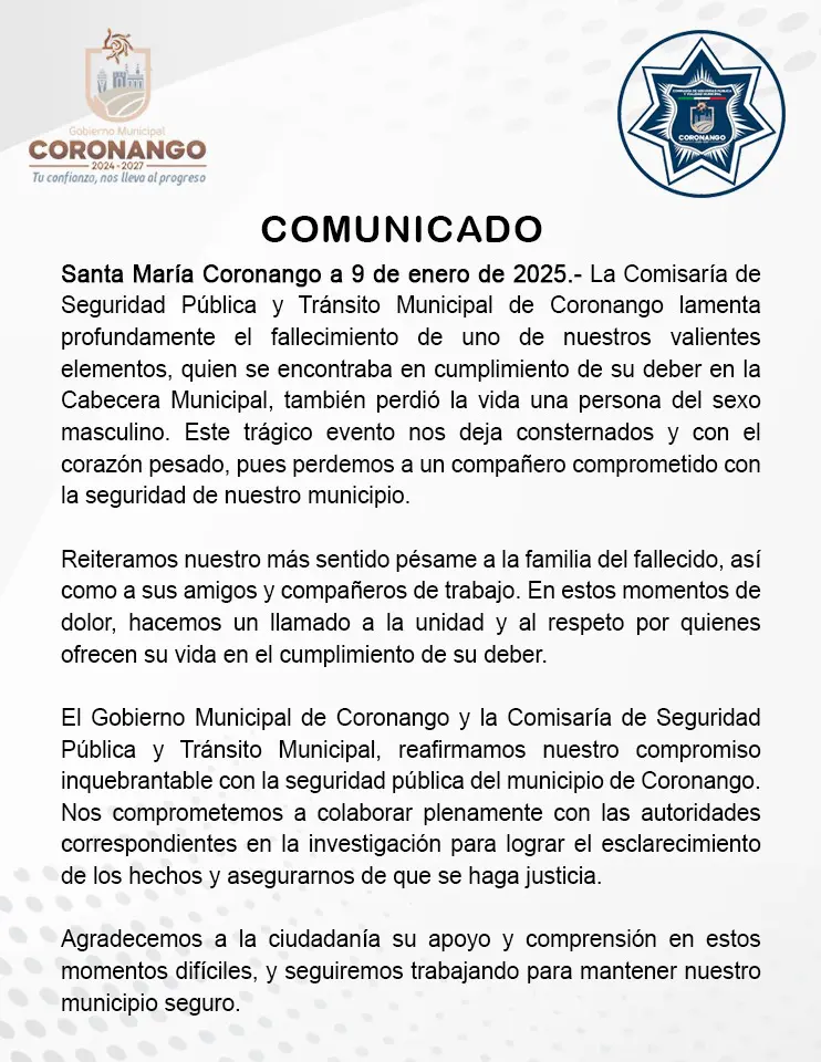 Muere policía de Coronango tras ser atacado y abatir al responsable 1 Coronango homicidio policia