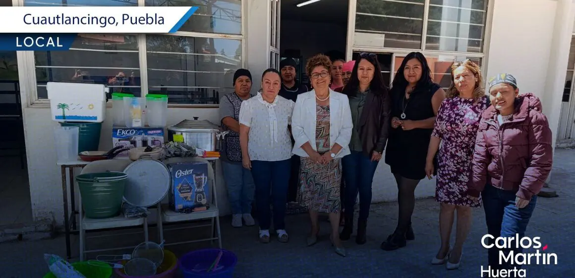 Tere Alfaro fortalece comedores escolares en Cuautlancingo con entrega de utensilios
