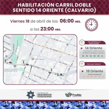 SSC habilita carril de doble sentido en bulevar 5 de Mayo por instalación del Calvario