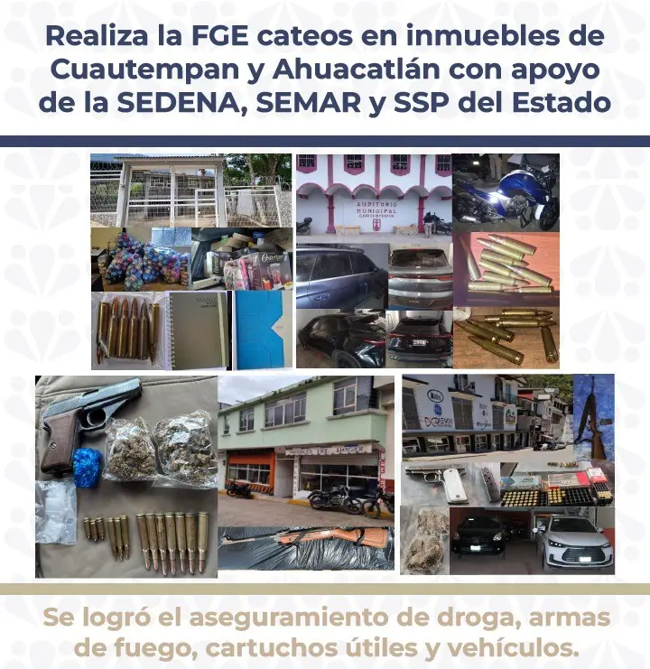 FGE Puebla realiza cateos en Cuautempan y Ahuacatlán con apoyo de SEDENA, SEMAR y SSP; aseguran droga, armas y vehículos 1 38275391 07a3 4dff abee 1c91060f7022