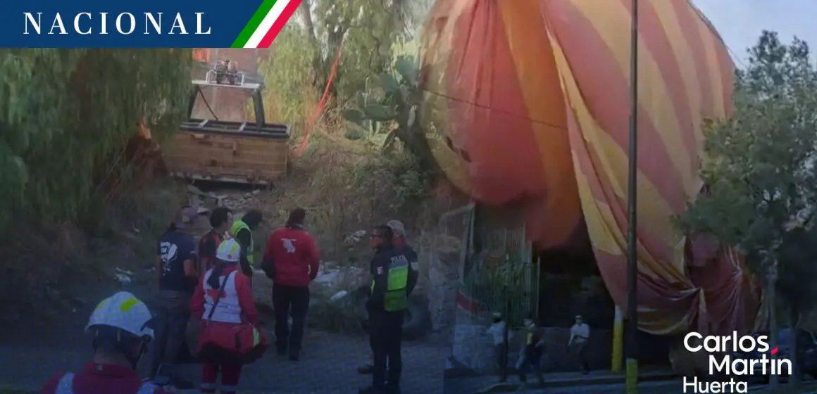 Globo aerostático se desploma en San Martín de las Pirámides