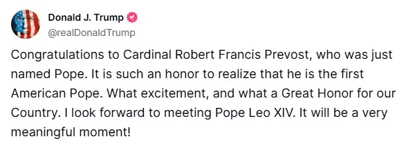 Robert Prevost es el nuevo Papa León XIV; conócelo 6 Donald Trump Robert Prevost