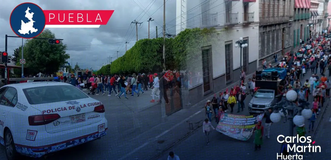 Manifestación de la UPVA 28 de Octubre en Puebla: Bloqueos y exigencias
