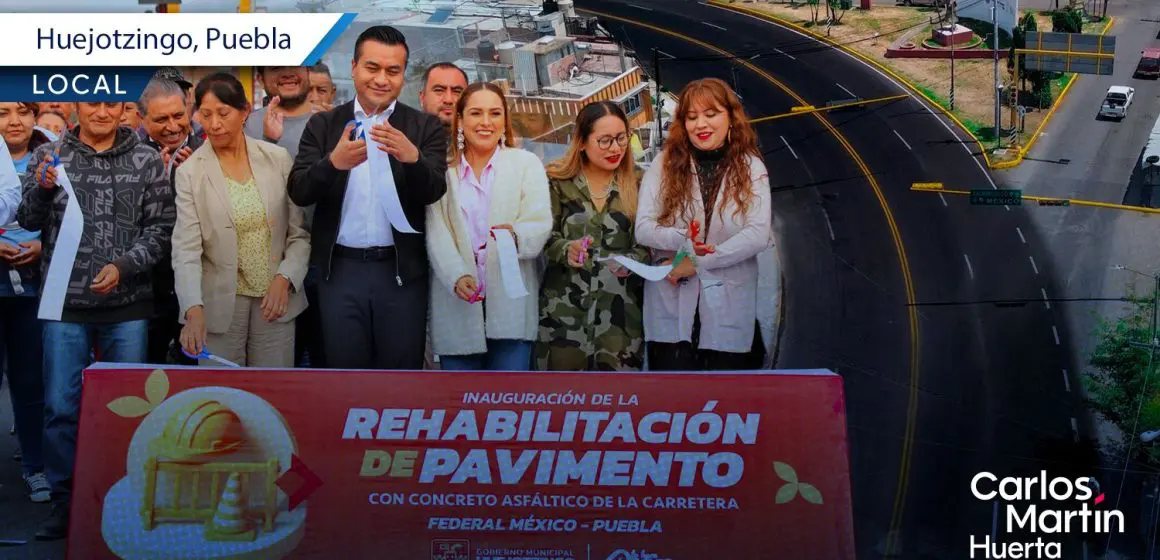 Rehabilitan la carretera federal México-Puebla en Huejotzingo con el programa “Rescate Carretero”