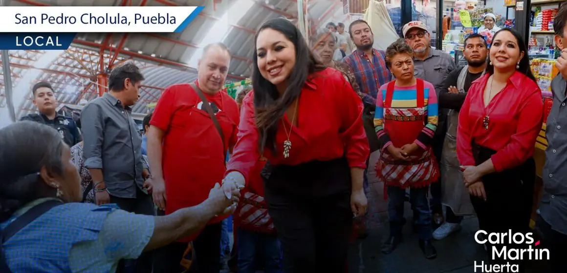Tonantzin Fernández refuerza apoyo al Tianguis Xixitla en San Pedro Cholula