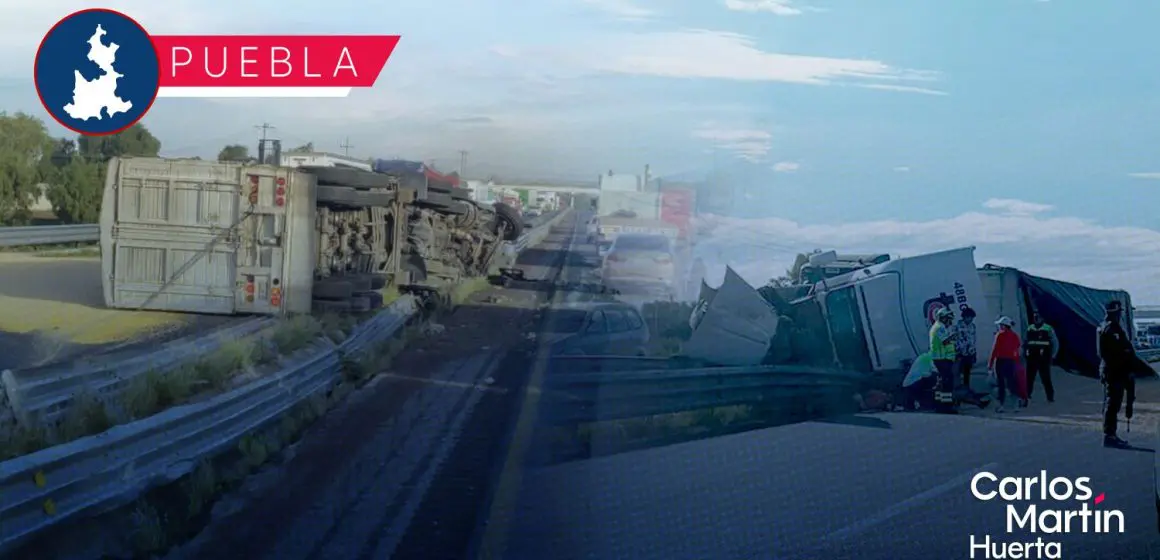 Volcadura de tráiler provoca cierre parcial de la autopista Puebla-Orizaba