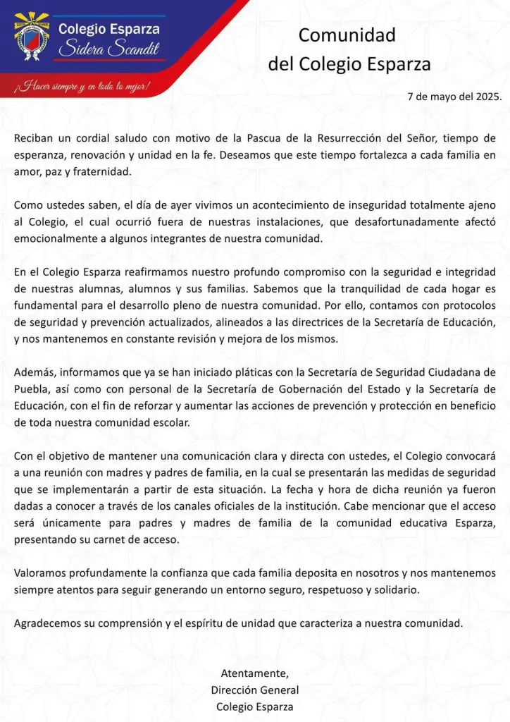 Alarma en Colegio Esparza por presunto intento de secuestro de estudiantes 1 WhatsApp Image 2025 05 07 at 4.57.33 PM