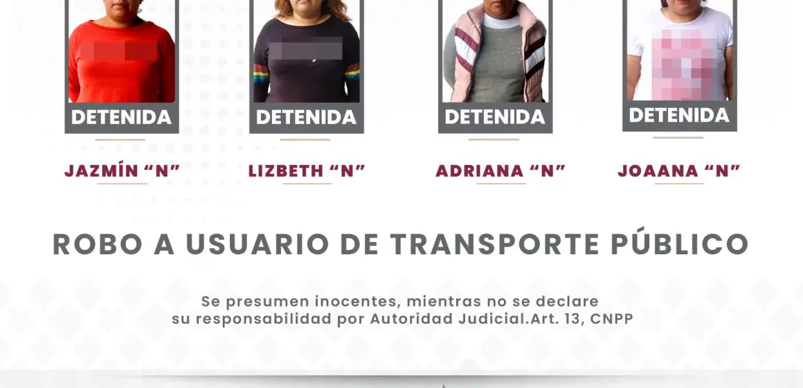 Asegura SSC a cuatro mujeres como presuntas responsables de robo a usuario de transporte público