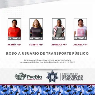 Asegura SSC a cuatro mujeres como presuntas responsables de robo a usuario de transporte público