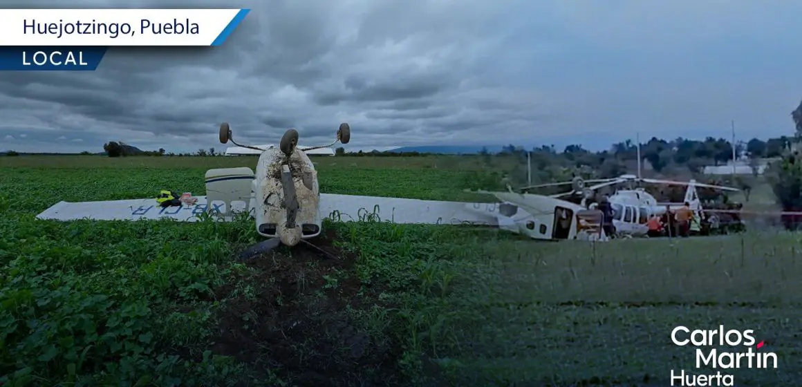 Aterrizaje de emergencia de avioneta en Huejotzingo: Dos heridos leves