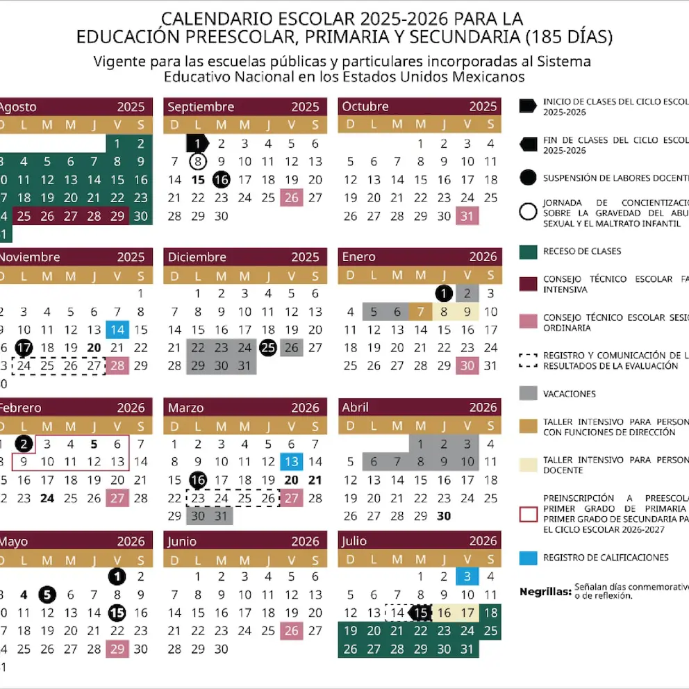 Calendario escolar SEP 2025-2026: Fechas clave, vacaciones y novedades 2 CALENDARIO ESCOLAR 2025 2026