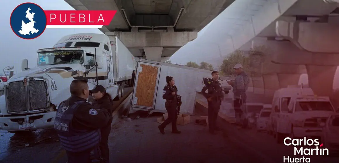 Intento de asalto a tráiler en la autopista México-Puebla provoca accidente