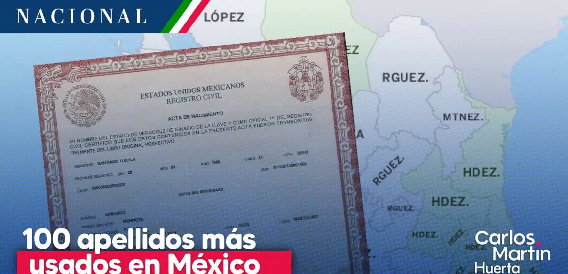 Los 100 apellidos más comunes en México