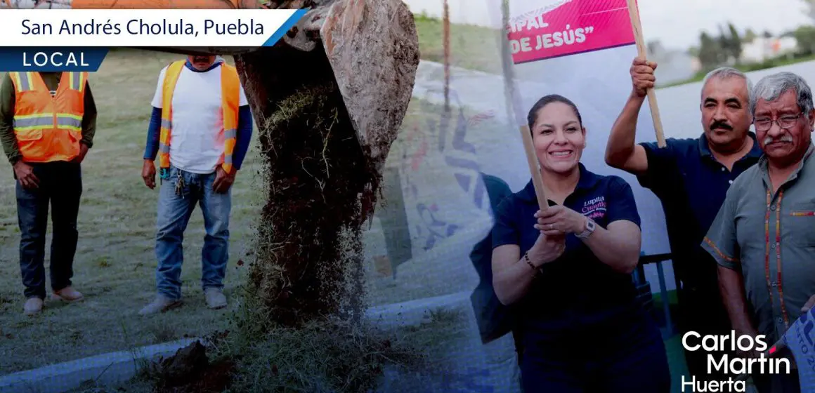 Lupita Cuautle inicia obras en el panteón municipal de Santa María Tonantzintla