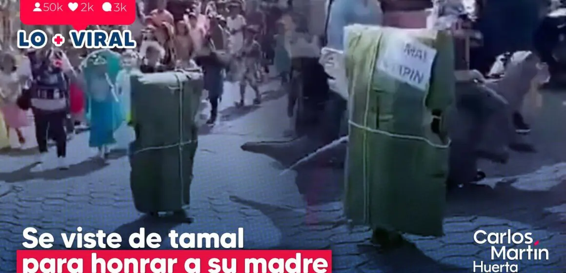 Niño se vuelve viral al vestirse de tamal para homenajear el oficio de su madre