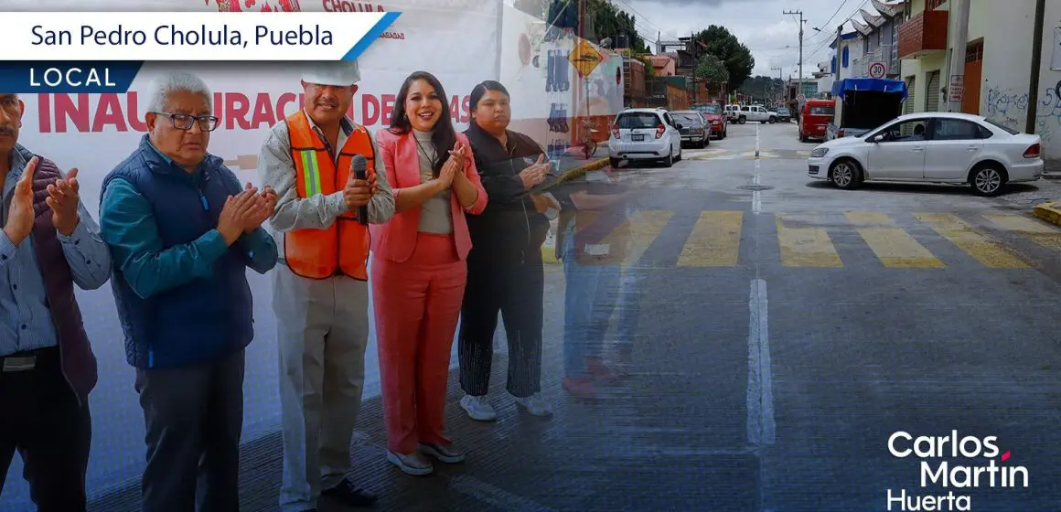 Impulsan movilidad en San Pedro Cholula con pavimentación en San Cristóbal Tepontla