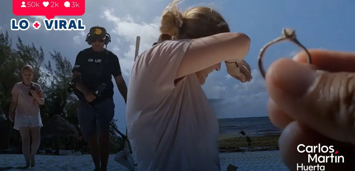 Turista inglesa recupera anillo perdido gracias a un mexicano y su detector de metales