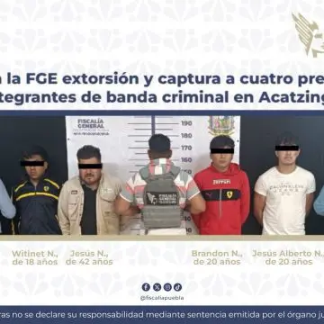 Frustra la FGE extorsión y captura a cuatro presuntos integrantes de banda criminal en Acatzingo