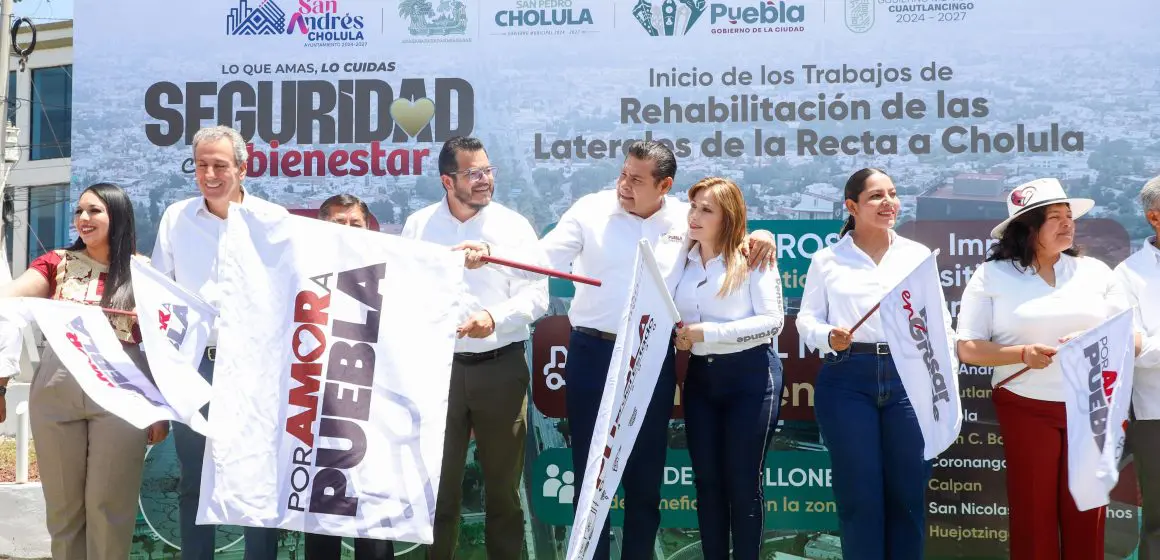 Gobierno de Armenta impulsa seguridad y bienestar con rehabilitación de laterales en Recta a Cholula