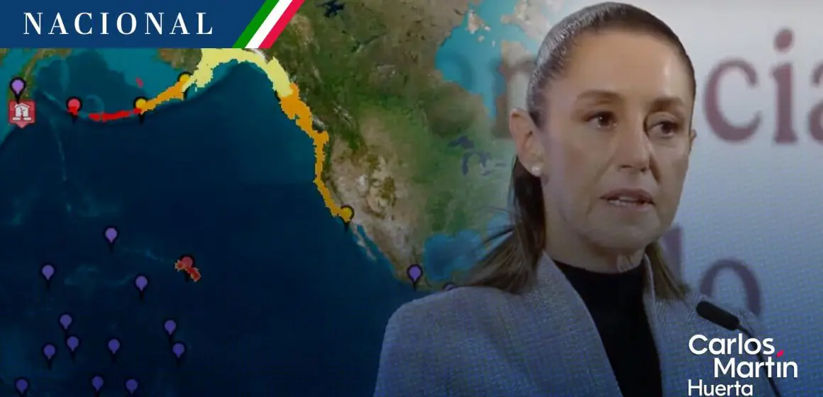 Sin daños tras alerta de tsunami en México por terremoto en Rusia: Sheinbaum  