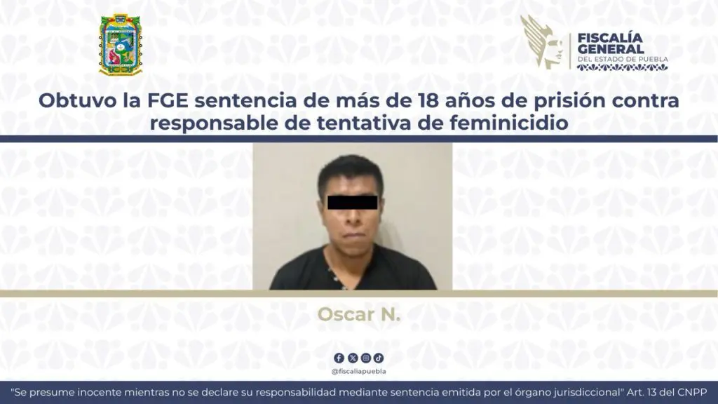 Condenan a 18 años de cárcel a Óscar N. por intento de feminicidio en Huehuetla 1 Condenan a 18 años de cárcel a Óscar N. por intento de feminicidio en Huehuetla