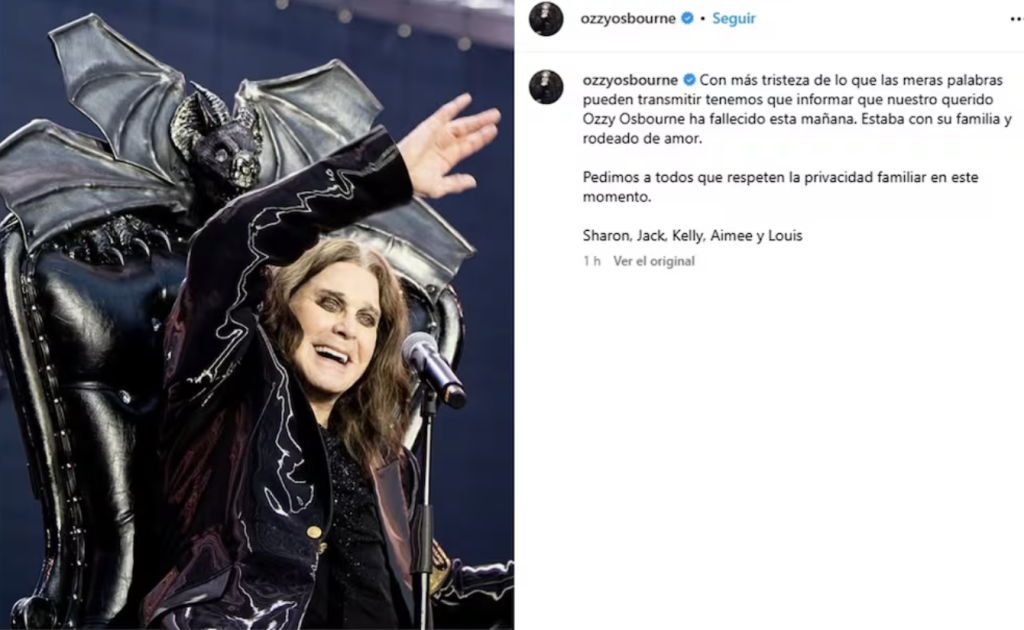 Muere Ozzy Osbourne a los 76 años: así fue su último adiós con Black Sabbath 1 FALLECE OZZY OSBOURNE