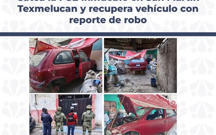 Catea la FGE inmueble en San Martín Texmelucan y recupera vehículo con reporte de robo