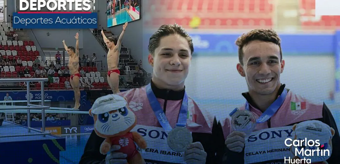 Osmar Olvera y Juan Celaya brillan en trampolín sincronizado en Singapur
