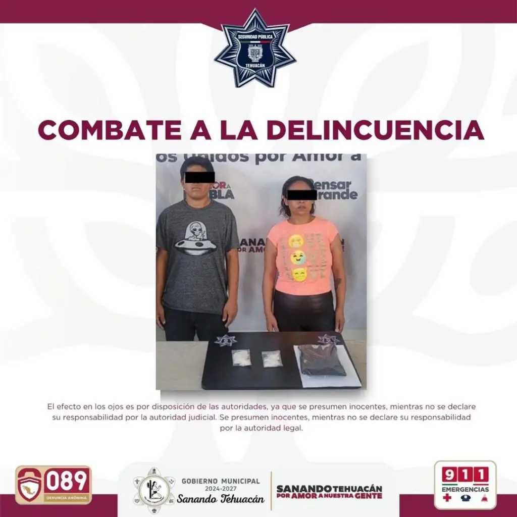 Pareja detenida en Tehuacán con 40 dosis de cristal en colonia La Pedrera 1 Pareja detenida en Tehuacán con 40 dosis de cristal en colonia La Pedrera