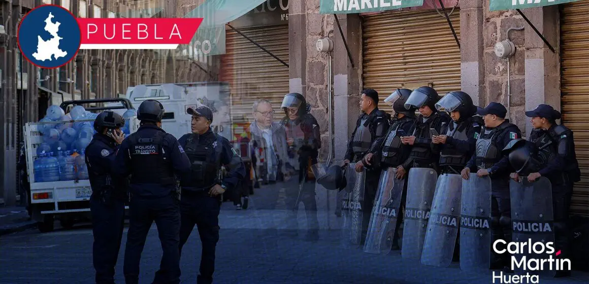 Realizan fuerte operativo en el Centro Histórico de Puebla para retirar a los ambulantes