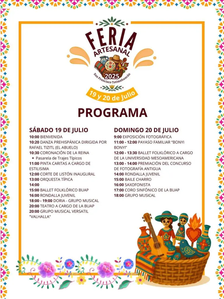 San Francisco Totimehuacan abre sus puertas a la Feria Artesanal y Cultural 2025 2 San Francisco Totimehuacan abre sus puertas a la Feria Artesanal y Cultural 2025 3