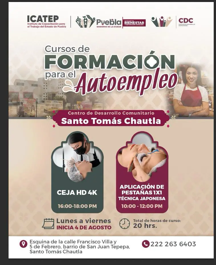 Gobierno de la Ciudad de Puebla abre inscripciones para cursos gratuitos de capacitación en agosto 1 crusos