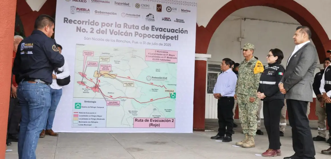 Coordinación y prevención: Supervisan rutas de evacuación del volcán Popocatépetl en Puebla