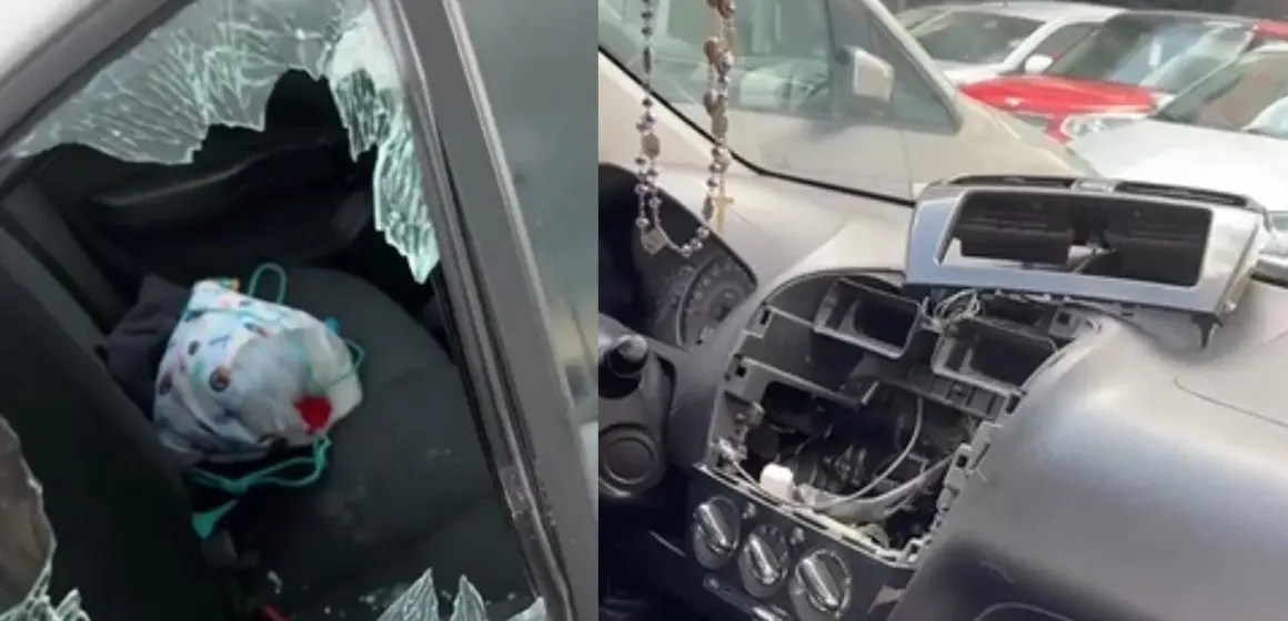 ¡Indignante! Dan cristalazo y roban estéreo en estacionamiento de Parque Puebla