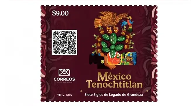 Lanzan timbre postal ‘México Tenochtitlán, Siete Siglos de Legado de Grandeza’ 1 timbre Mexico Tenochtitlan