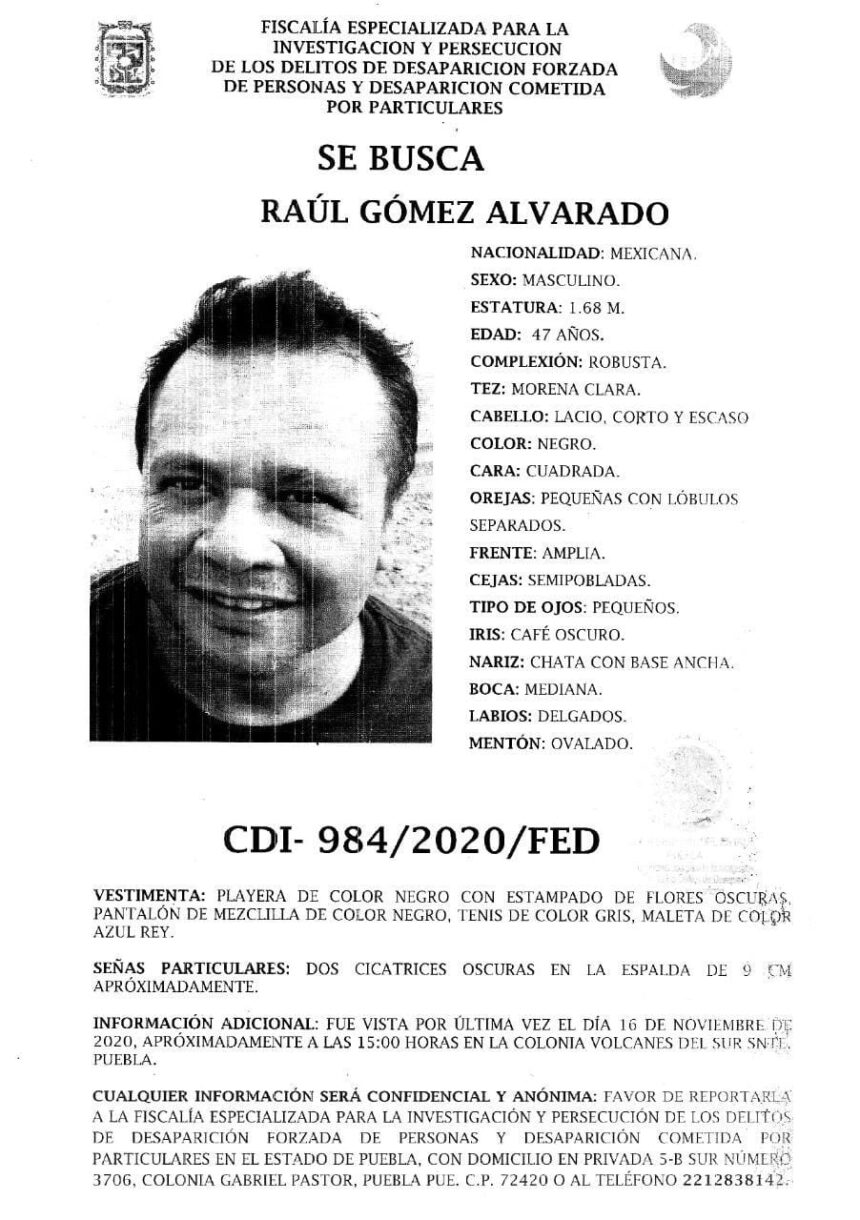 Ayuda a encontrar a  Raúl Gómez Alvarado