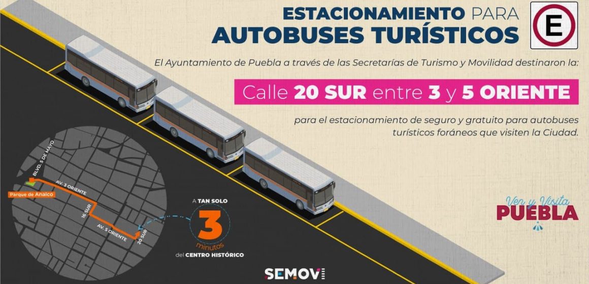 Definen Turismo y Movilidad estacionamiento exclusivo para autobuses turísticos