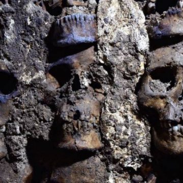 Descubren 119 cráneos del huei tzompantli en calle del Centro Histórico