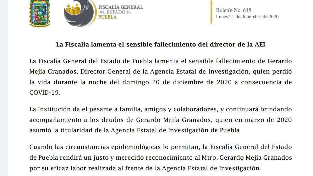 La Fiscalía lamenta el sensible fallecimiento del director de la AEI