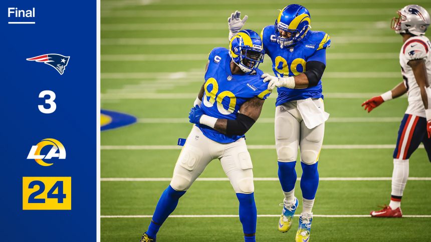 Los Carneros aplastan 24-3 a los Patriotas en el arranque de la semana 14 de la NFL.