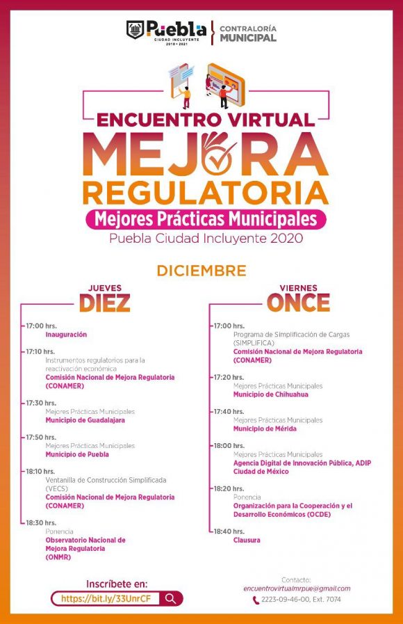 Invita Contraloría Municipal a Encuentro Virtual de Mejora Regulatoria