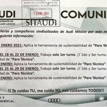 Anuncia Audi paro técnico para prevenir contagios de Covid