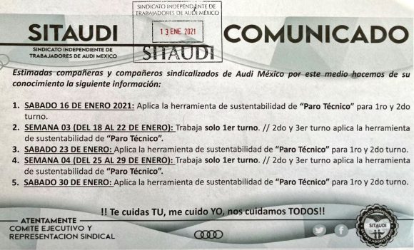 Anuncia Audi paro técnico para prevenir contagios de Covid