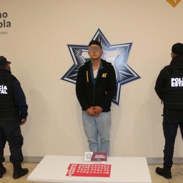 Presunto narcomenudista, detenido por Policía Estatal en Tlaxcalancingo