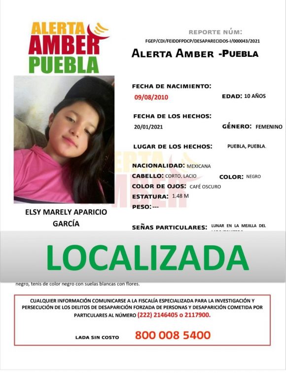 Resultado de Alerta Amber se localizó ilesa a menor de 10 años de edad