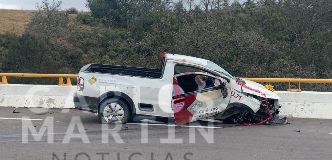 Se accidenta unidad del gobierno en Huauchinango, un herido