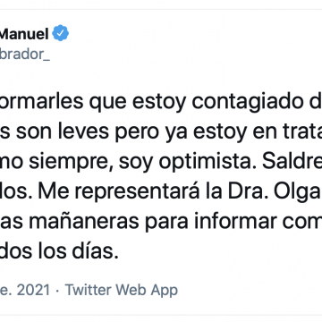 Andrés Manuel López Obrador anuncia que tiene COVID-19