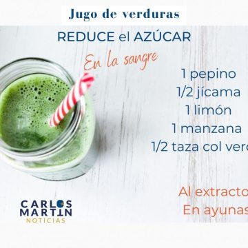 Jugos de verduras en ayunas reduce azúcar en la sangre